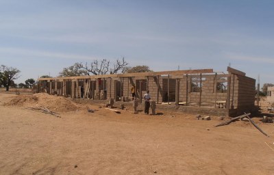 Progress at the construction site of the Bolgatanga primary school, Januari 2012