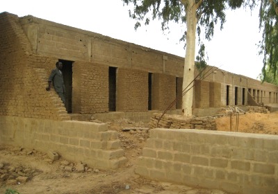 Voortgang van de bouw, juli 2012, Djenné, Mali